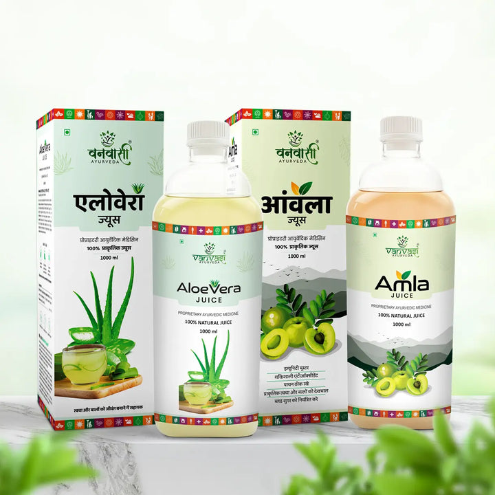 Ayurvedic hair care combo of amla and aloevera juice by vanvasi ayurveda 